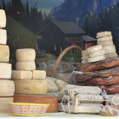 Italian gastronomy cheese and meat